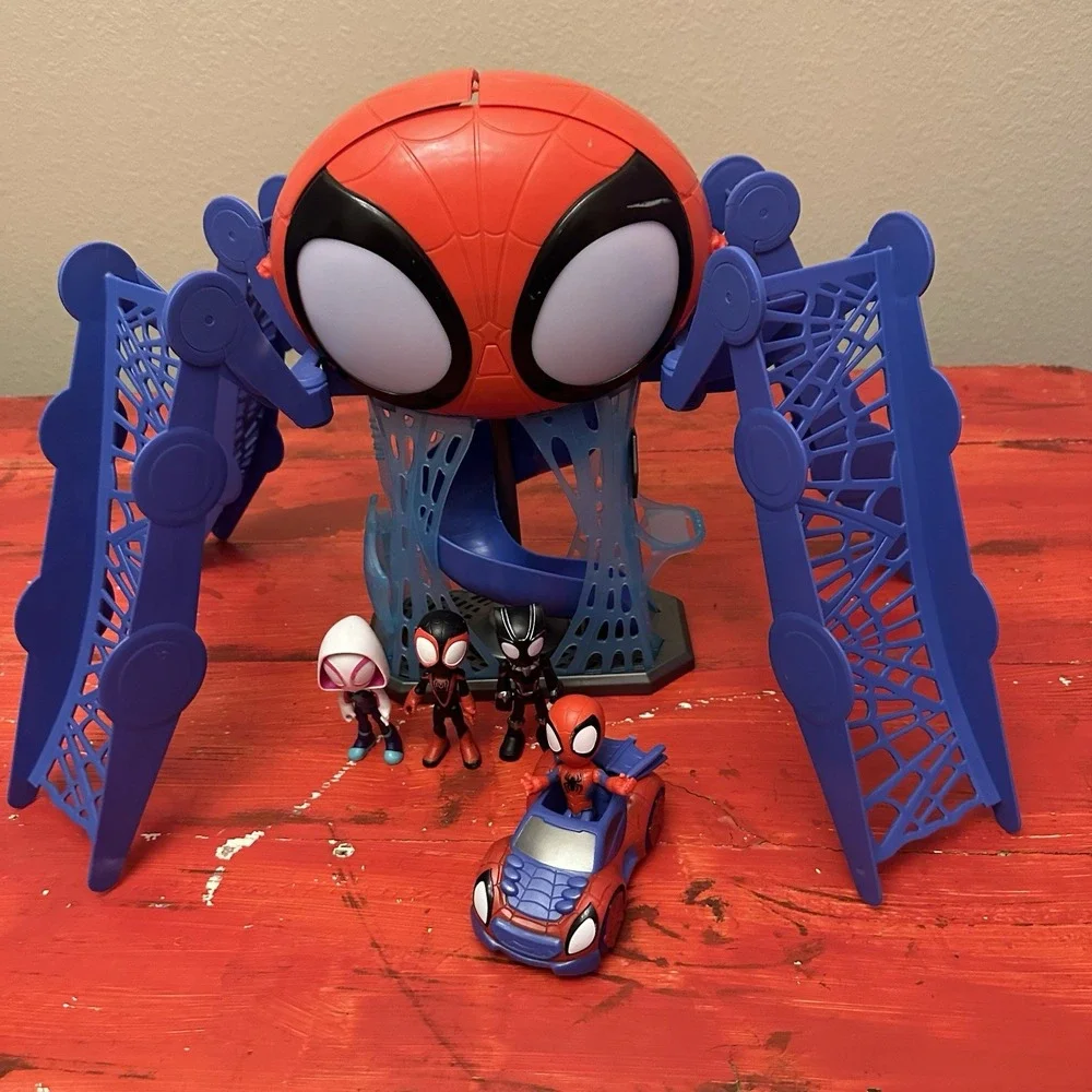 Marvel Spidey And His Amazing Friends Web Crawler HQ Playset W/ 4 Figures w/ Car